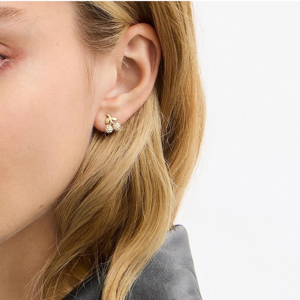 Coach Gold Sparkle Cherry Stud Earrings - New - Picture 4 of 5